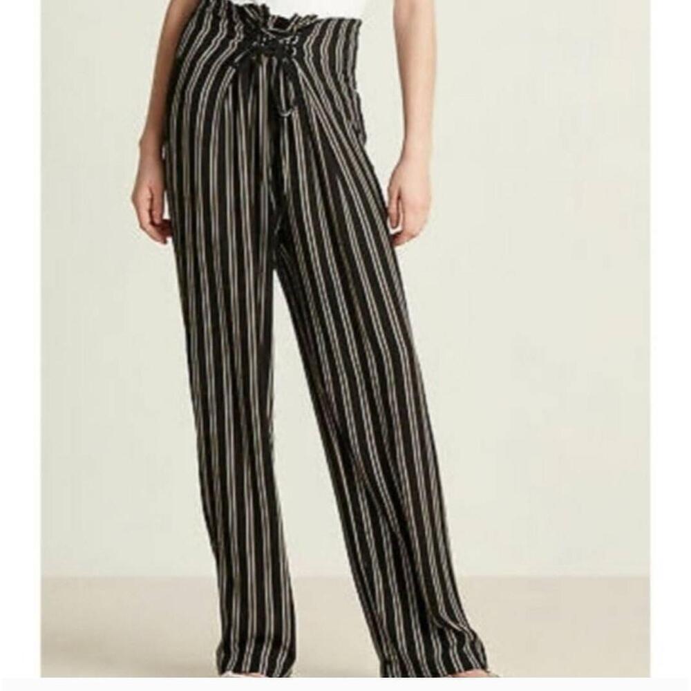 Bishop And Young Stripe Lace Up Wide Leg Pants High Waisted XS